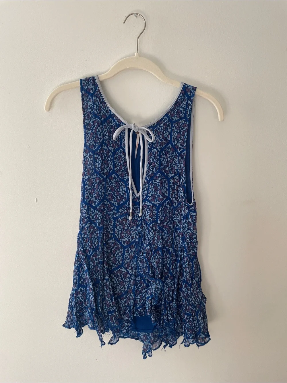 Free People Blue Floral Tie-Back Tank